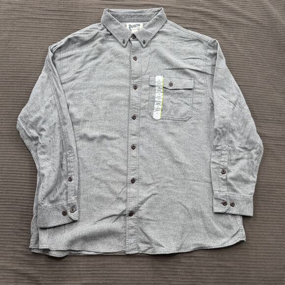Duluth Shirt Mens 2XL Gray Free Swingin Twist Cotton Relaxed Fit Button Up Work - Picture 1 of 10